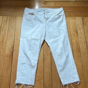 Frayed Hem White Jeans